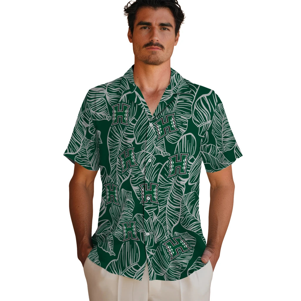 Hawaii Rainbow Warriors Hawaiian Shirt - Leaf Outline | Hula Hawaiian Shirts