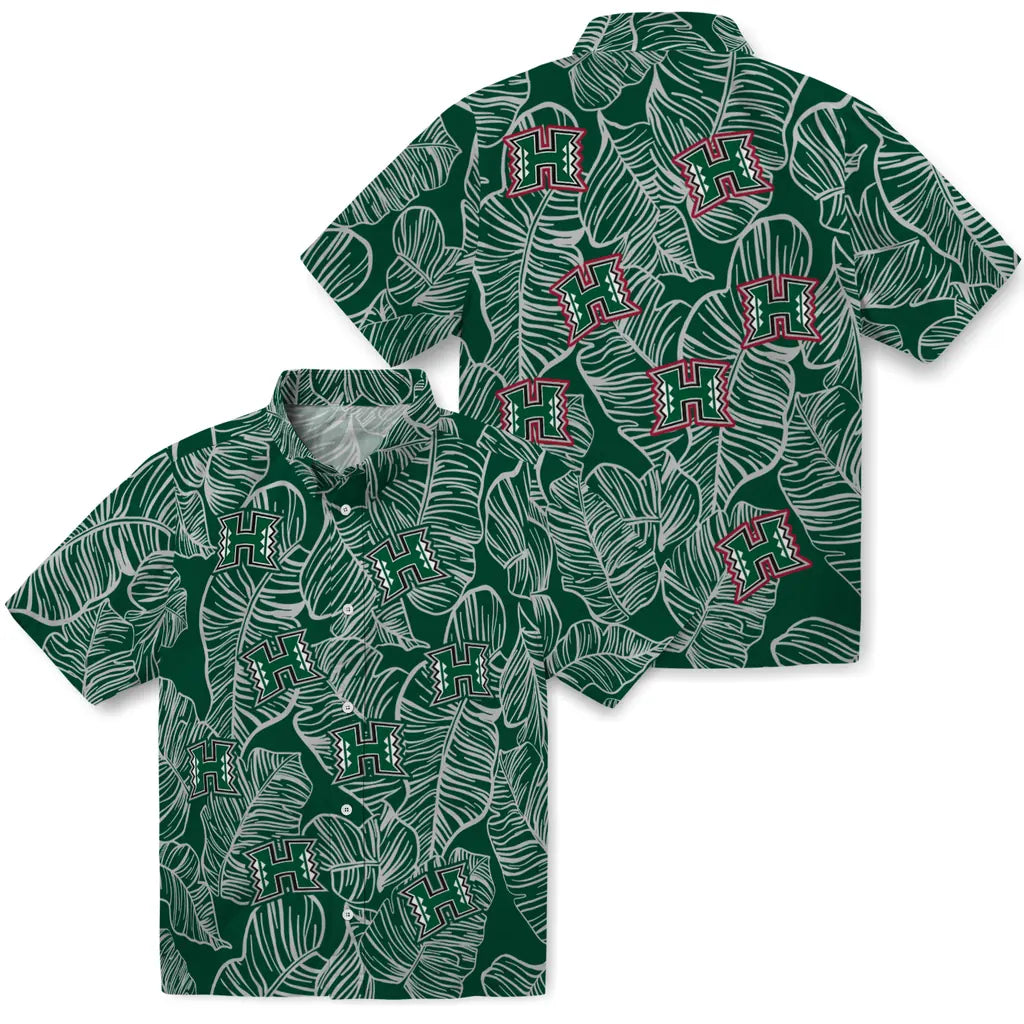 Hawaii Rainbow Warriors Hawaiian Shirt - Leaf Outline | Hula Hawaiian Shirts