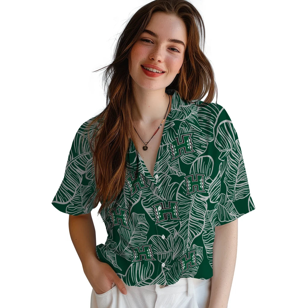 Hawaii Rainbow Warriors Hawaiian Shirt - Leaf Outline | Hula Hawaiian Shirts
