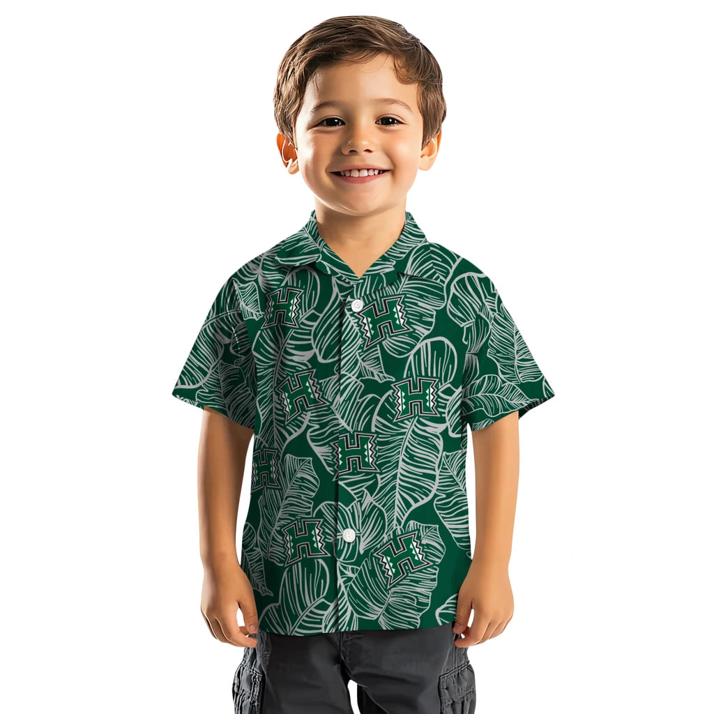 Hawaii Rainbow Warriors Hawaiian Shirt - Leaf Outline | Hula Hawaiian Shirts
