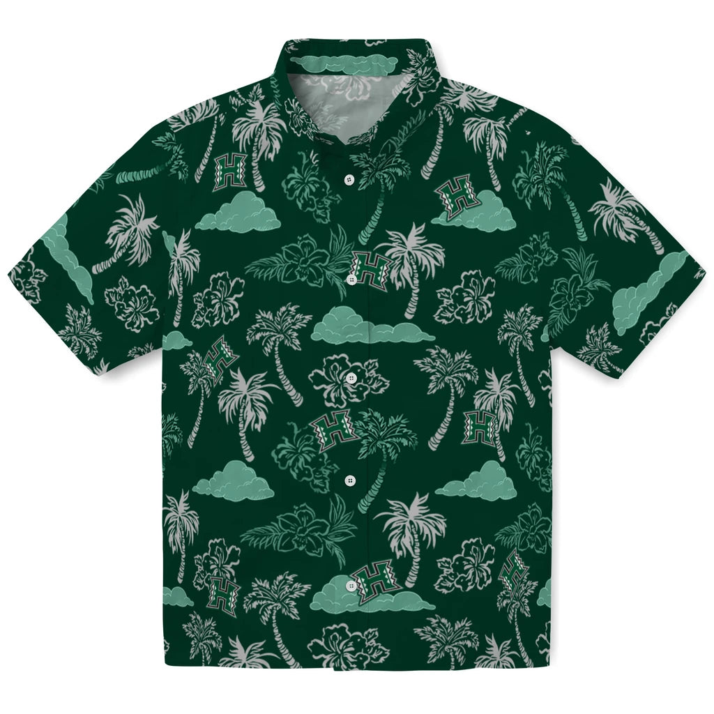Hawaii Rainbow Warriors Hawaiian Shirt - Palm And Clouds | Hula Hawaiian Shirts