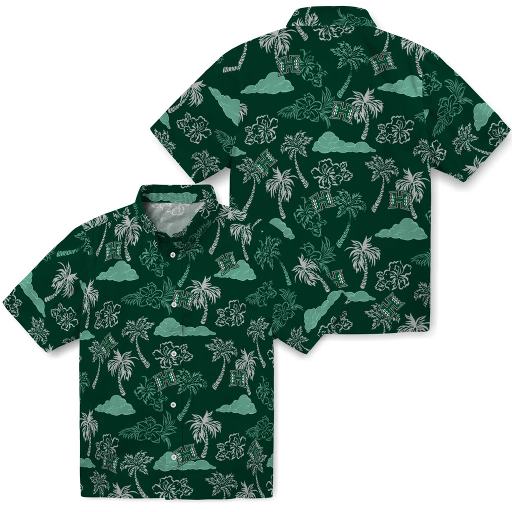Hawaii Rainbow Warriors Hawaiian Shirt - Palm And Clouds | Hula Hawaiian Shirts