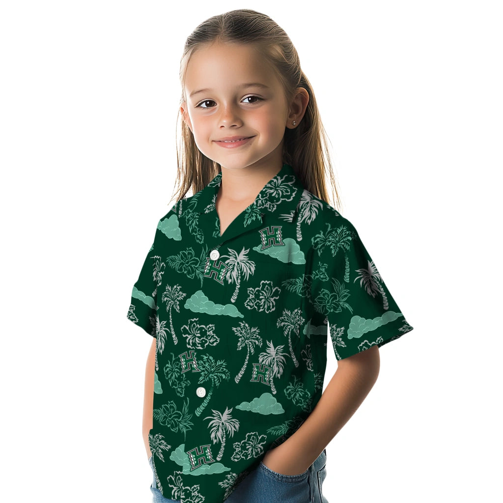 Hawaii Rainbow Warriors Hawaiian Shirt - Palm And Clouds | Hula Hawaiian Shirts