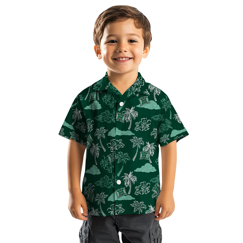 Hawaii Rainbow Warriors Hawaiian Shirt - Palm And Clouds | Hula Hawaiian Shirts