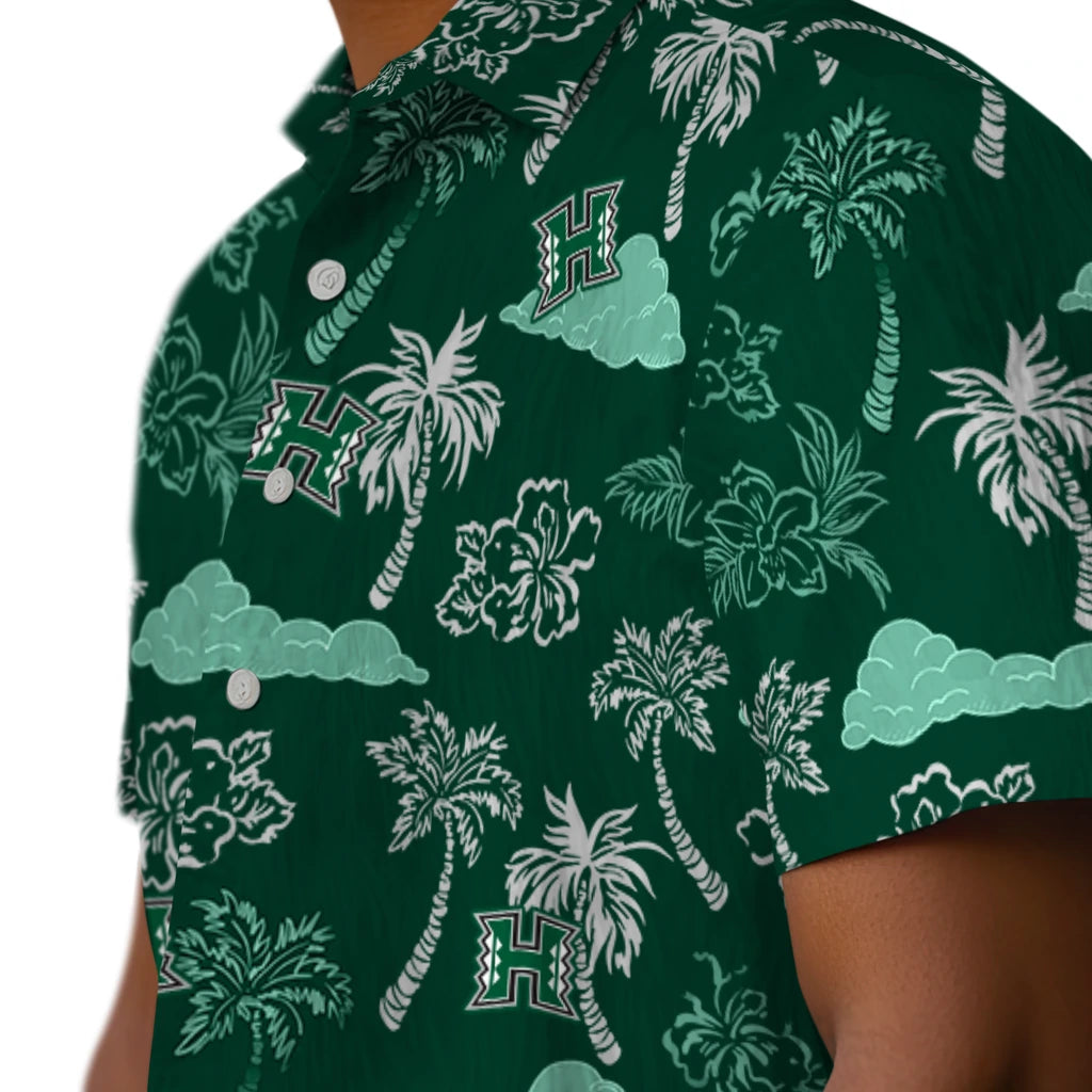 Hawaii Rainbow Warriors Hawaiian Shirt - Palm And Clouds | Hula Hawaiian Shirts