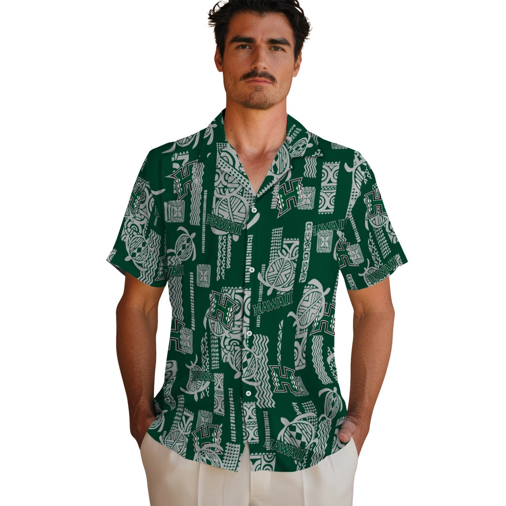 Hawaii Rainbow Warriors Hawaiian Shirt - Turtle Lines | Hula Hawaiian Shirts