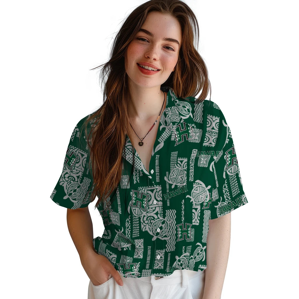 Hawaii Rainbow Warriors Hawaiian Shirt - Turtle Lines | Hula Hawaiian Shirts