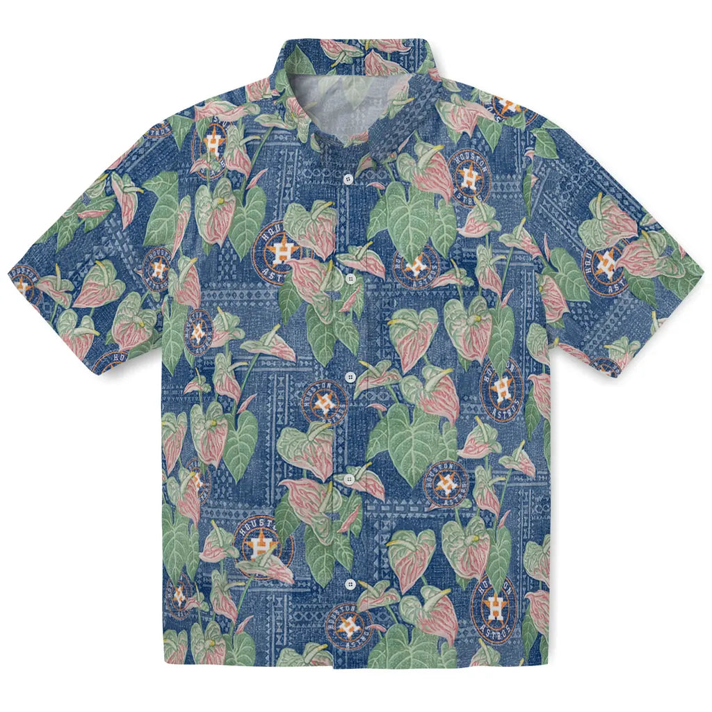 Houston Astros Hawaiian Shirt - Anthurium Overlay | Hula Hawaiian Shirts