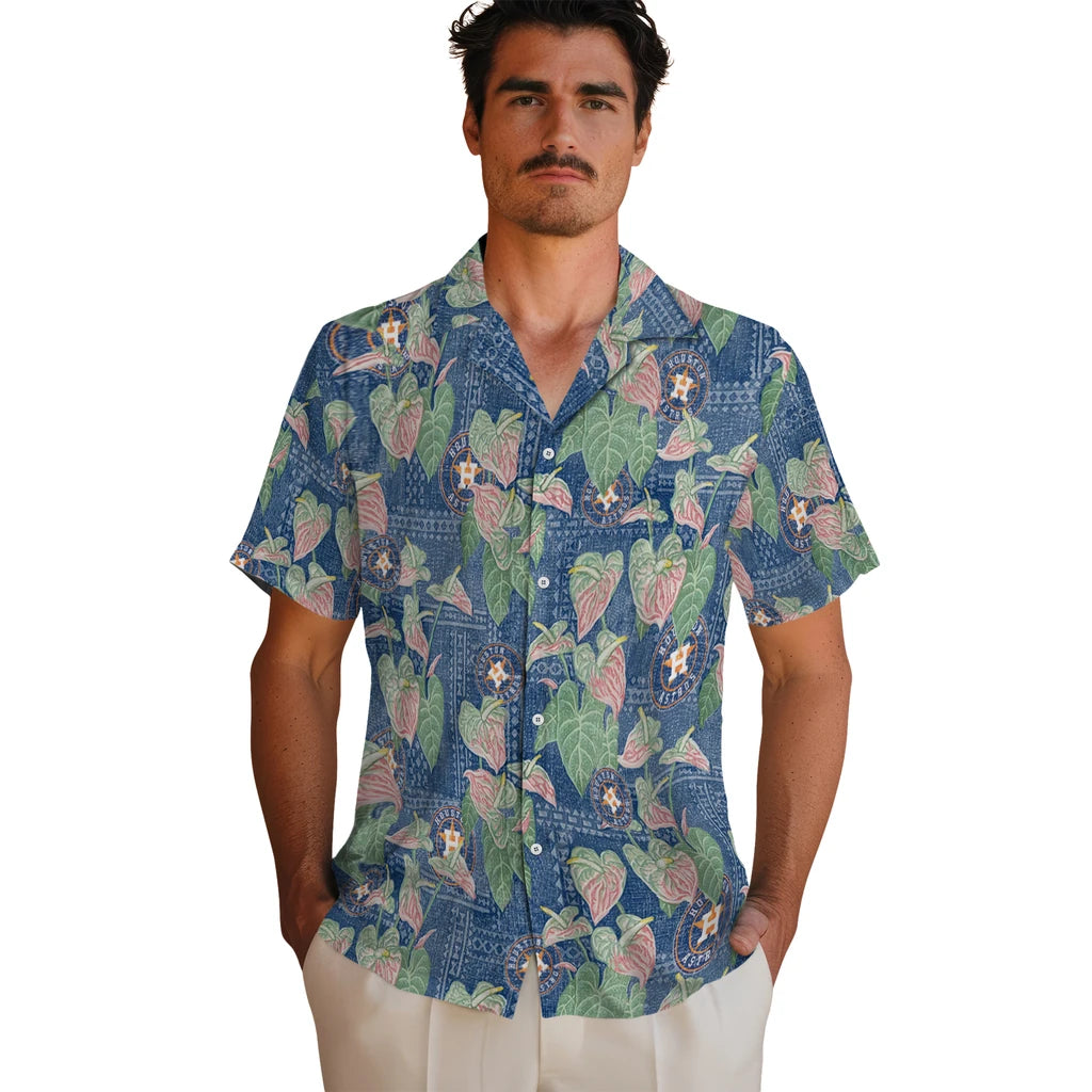 Houston Astros Hawaiian Shirt - Anthurium Overlay | Hula Hawaiian Shirts
