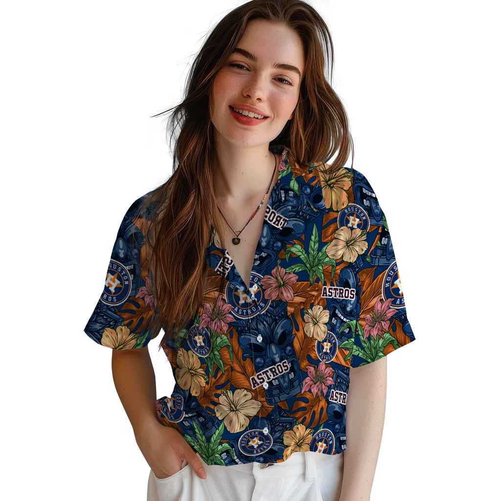 Houston Astros Hawaiian Shirt - Hibiscus Tiki Jungle | Hula Hawaiian Shirts