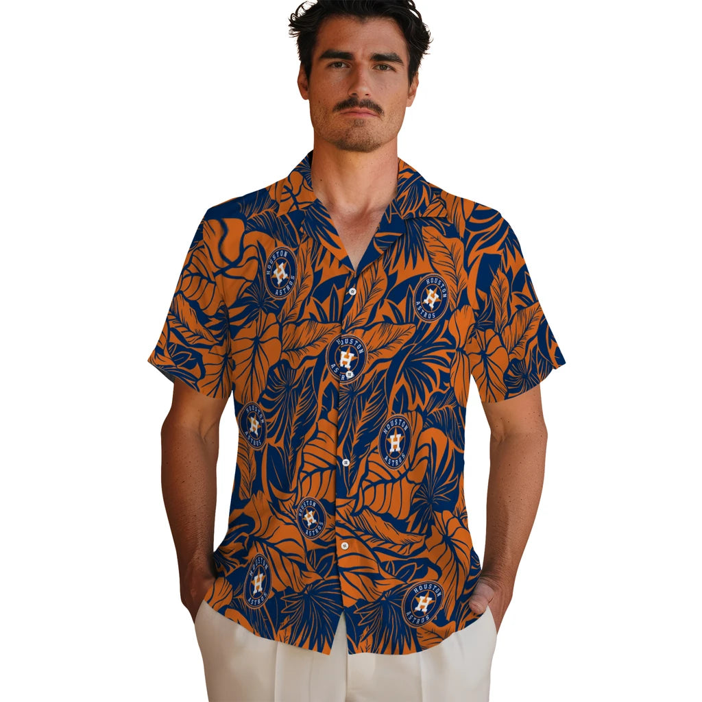 Houston Astros Hawaiian Shirt - Monstera Layer | Hula Hawaiian Shirts