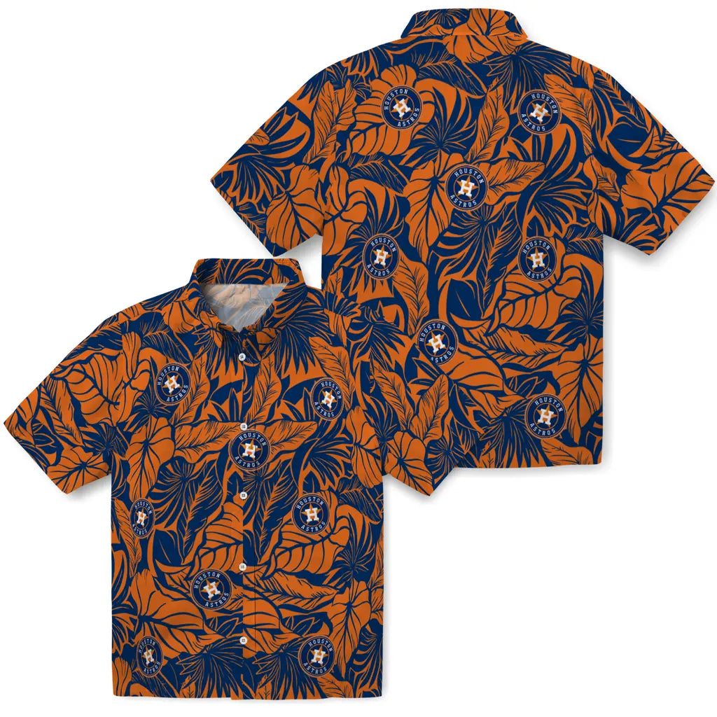 Houston Astros Hawaiian Shirt - Monstera Layer | Hula Hawaiian Shirts
