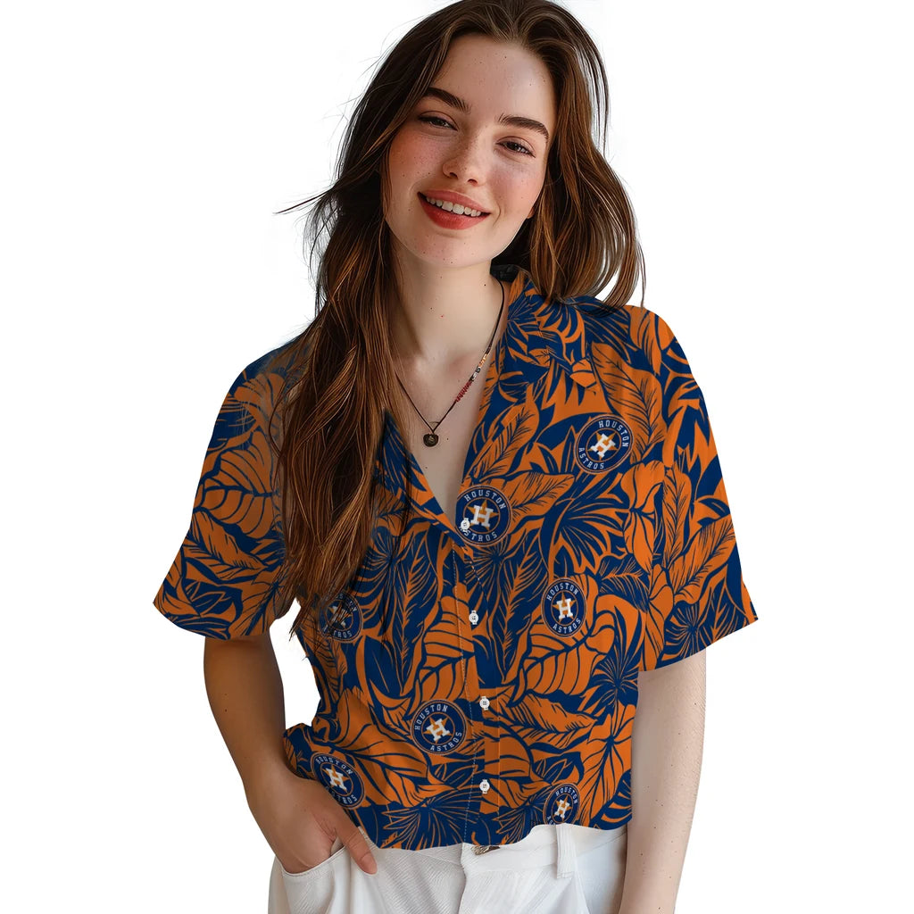 Houston Astros Hawaiian Shirt - Monstera Layer | Hula Hawaiian Shirts