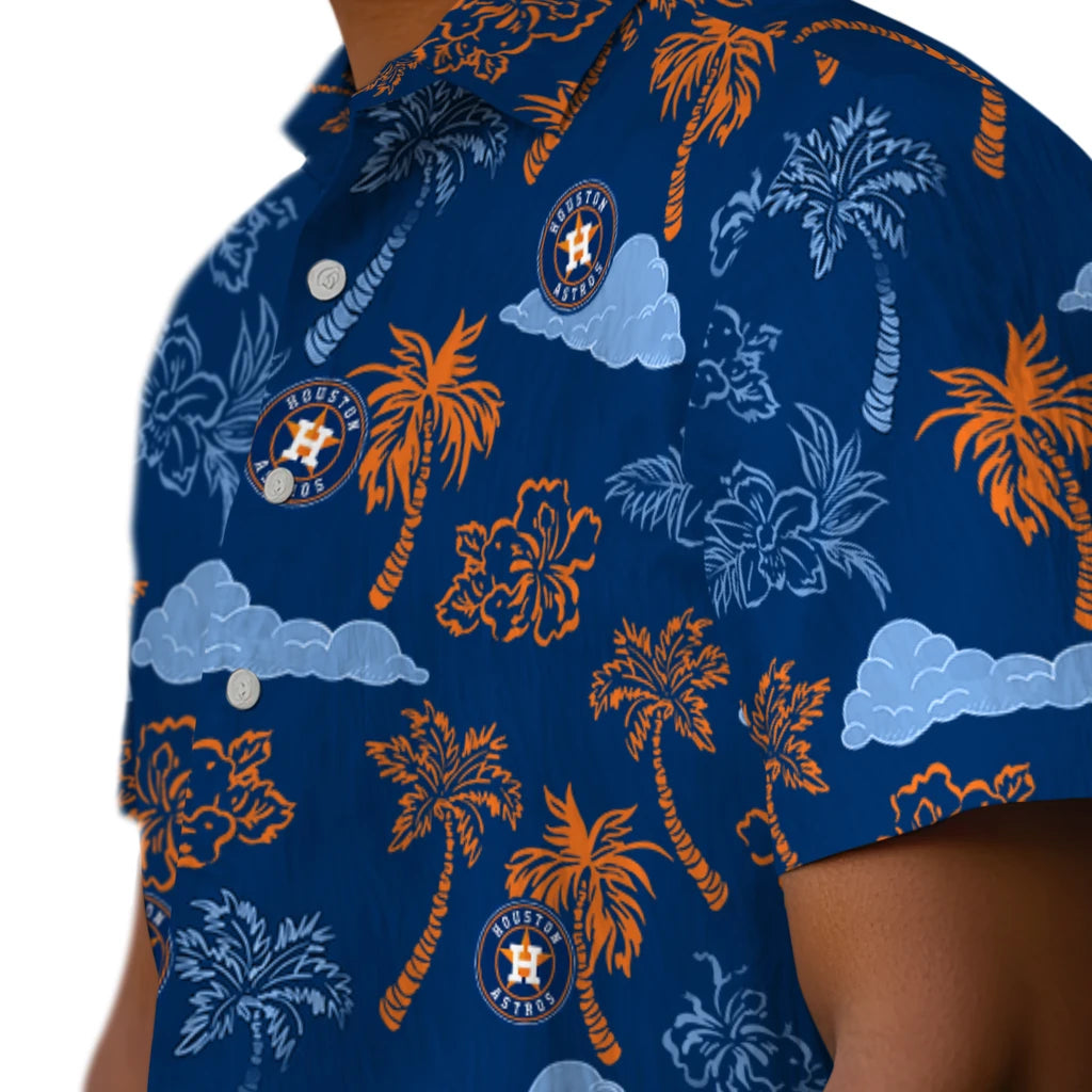 Houston Astros Hawaiian Shirt - Palm And Clouds | Hula Hawaiian Shirts