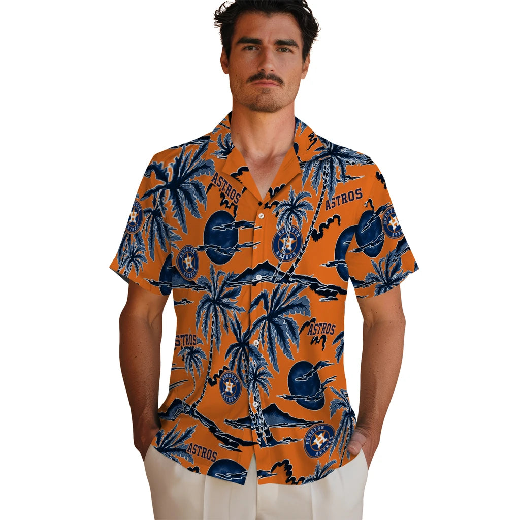 Houston Astros Hawaiian Shirt - Palm Sunset | Hula Hawaiian Shirts