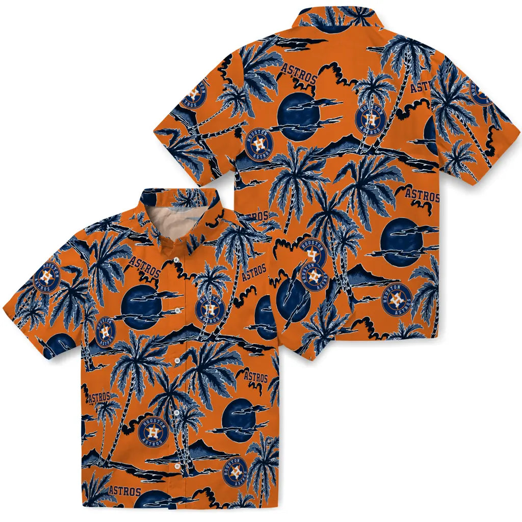 Houston Astros Hawaiian Shirt - Palm Sunset | Hula Hawaiian Shirts