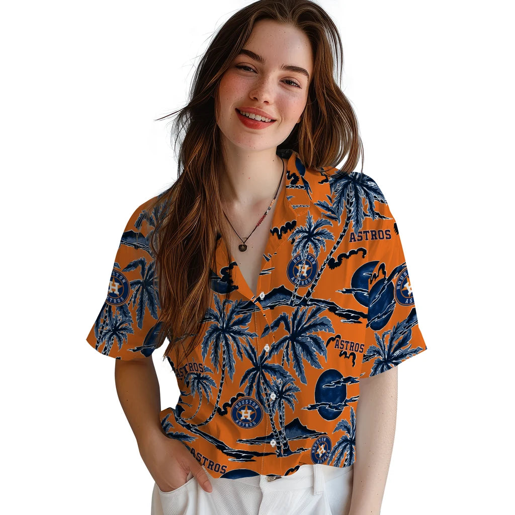 Houston Astros Hawaiian Shirt - Palm Sunset | Hula Hawaiian Shirts