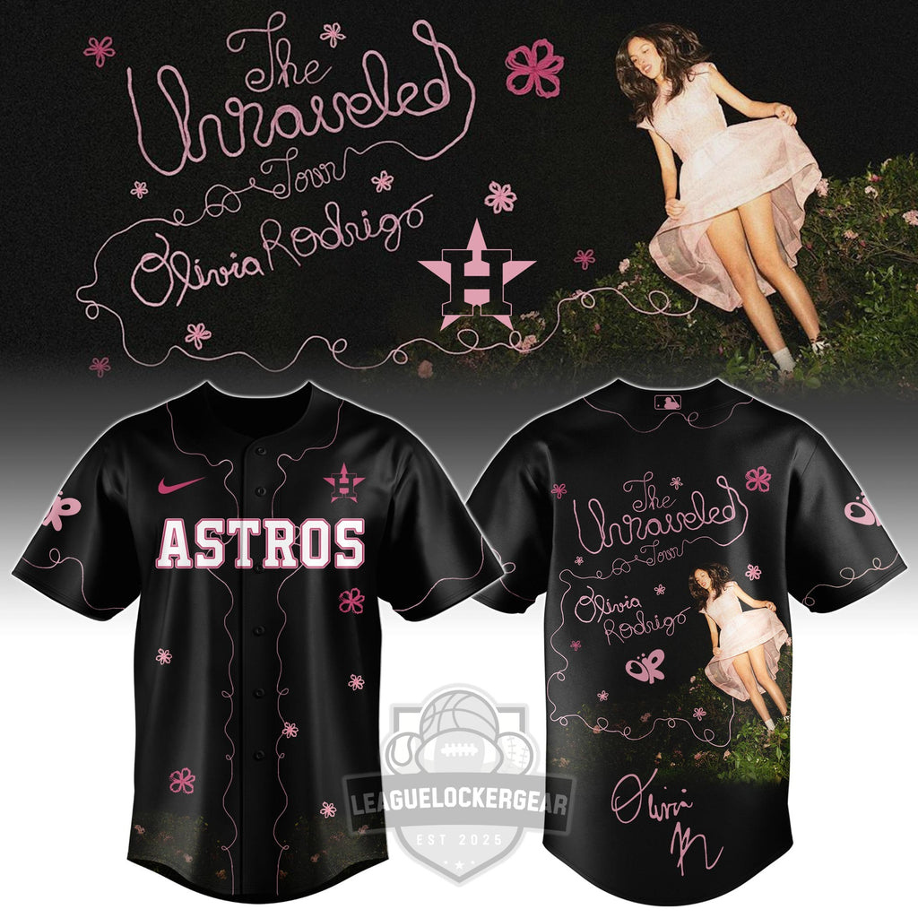 Houston Astros Olivia Rodrigo The Unraveled Tour Baseball Jersey - LeagueLockerGear
