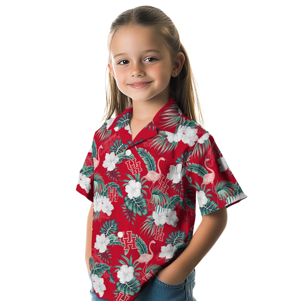 Houston Cougars Hawaiian Shirt - Flamingo and Hibiscus | Hula Hawaiian Shirts