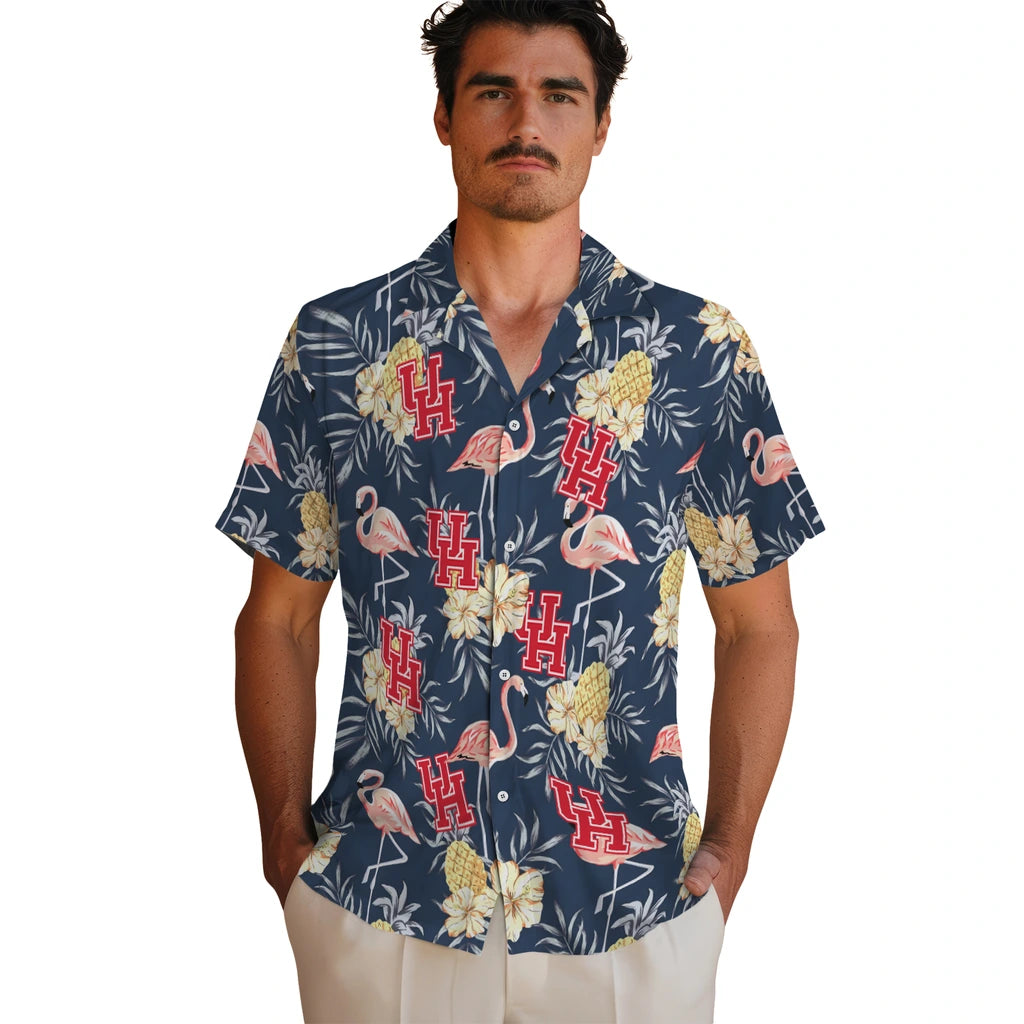 Houston Cougars Hawaiian Shirt - Flamingo Hibiscus | Hula Hawaiian Shirts