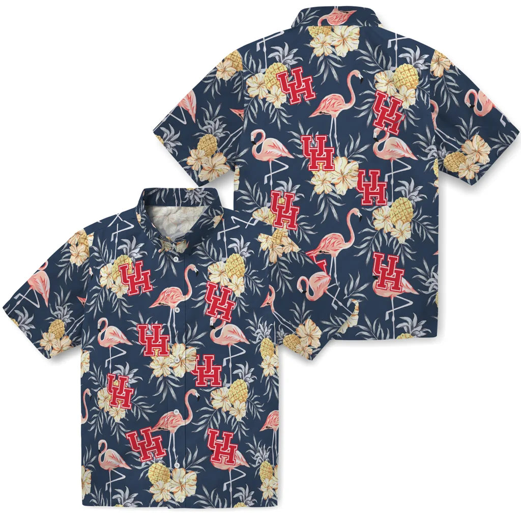 Houston Cougars Hawaiian Shirt - Flamingo Hibiscus | Hula Hawaiian Shirts