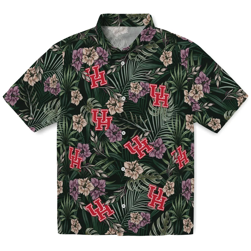 Houston Cougars Hawaiian Shirt - Hibiscus Leaves Pattern | Hula Hawaiian Shirts