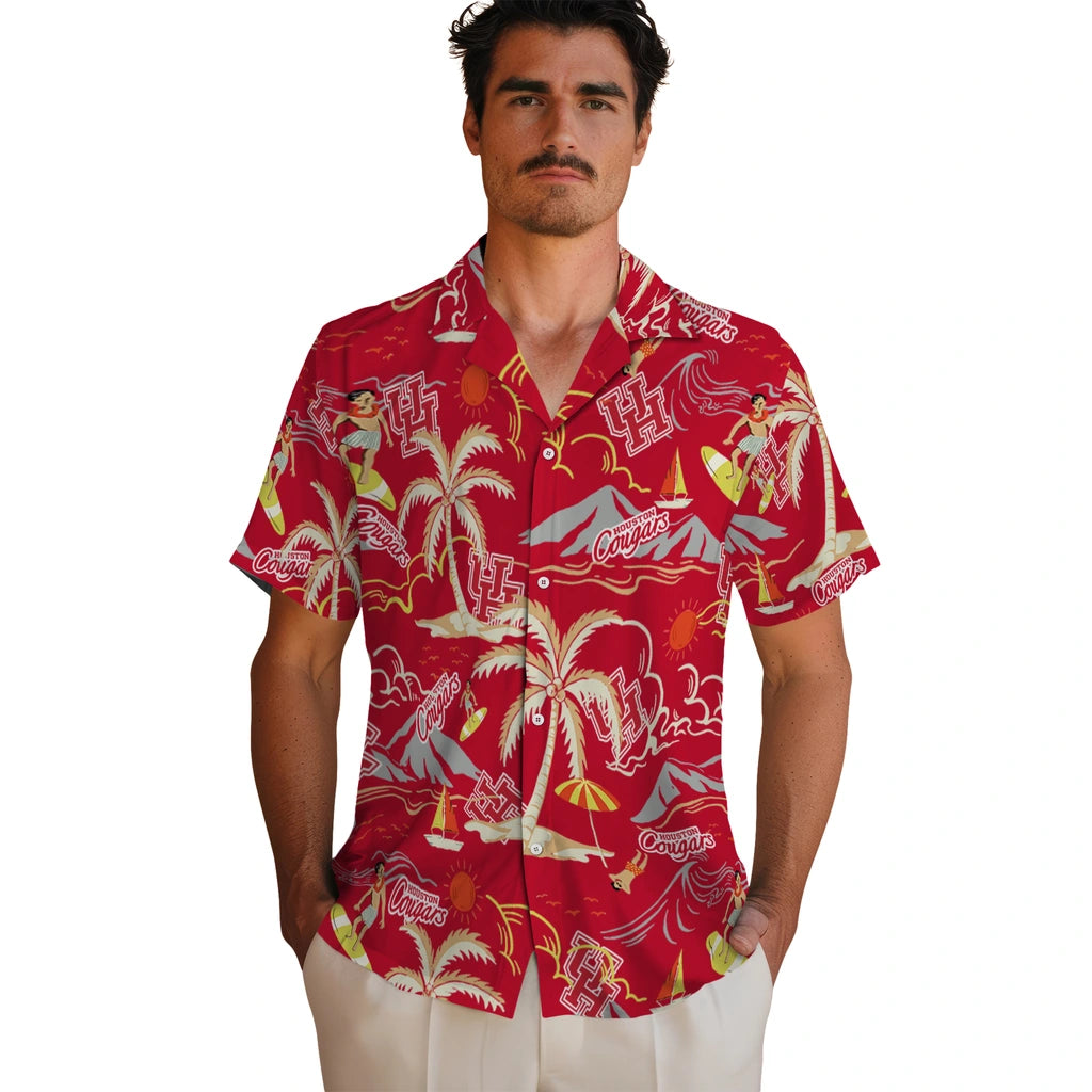 Houston Cougars Hawaiian Shirt - Palm Tree Island | Hula Hawaiian Shirts