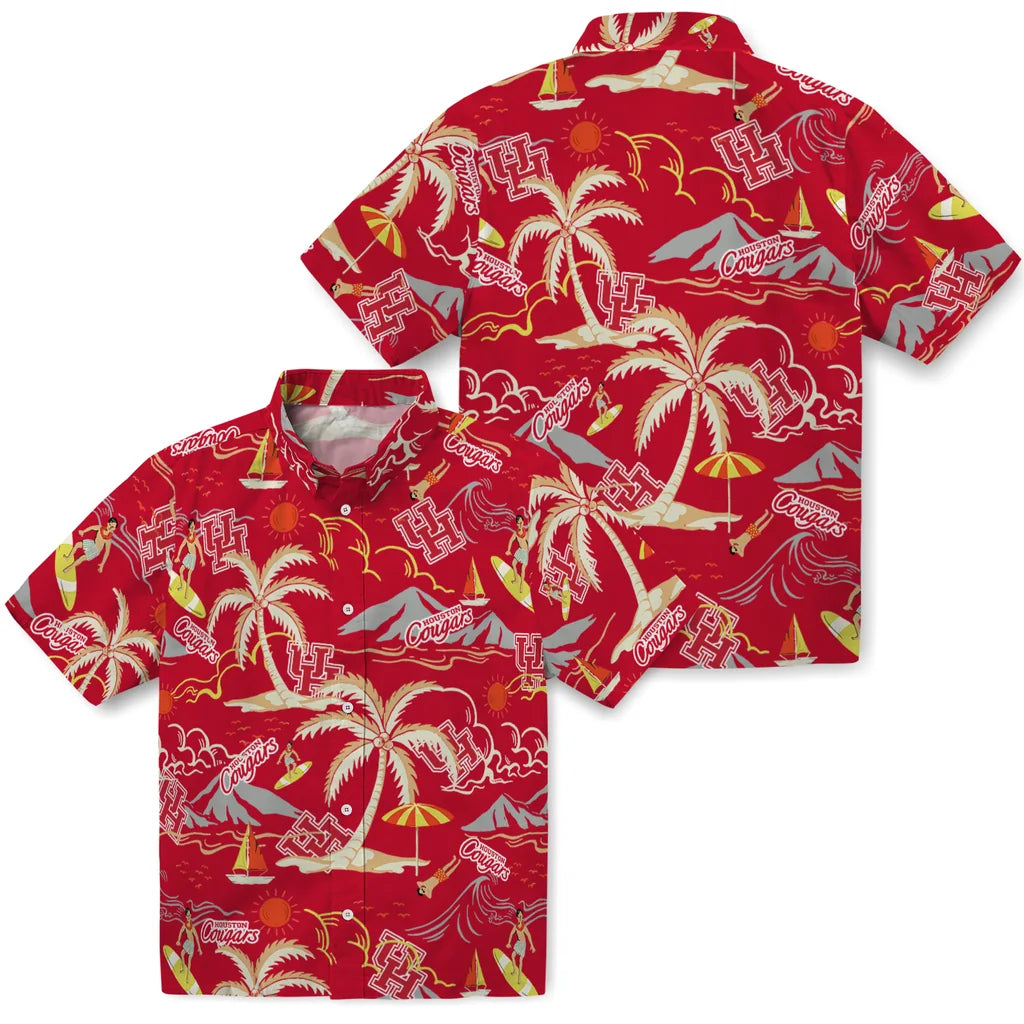 Houston Cougars Hawaiian Shirt - Palm Tree Island | Hula Hawaiian Shirts