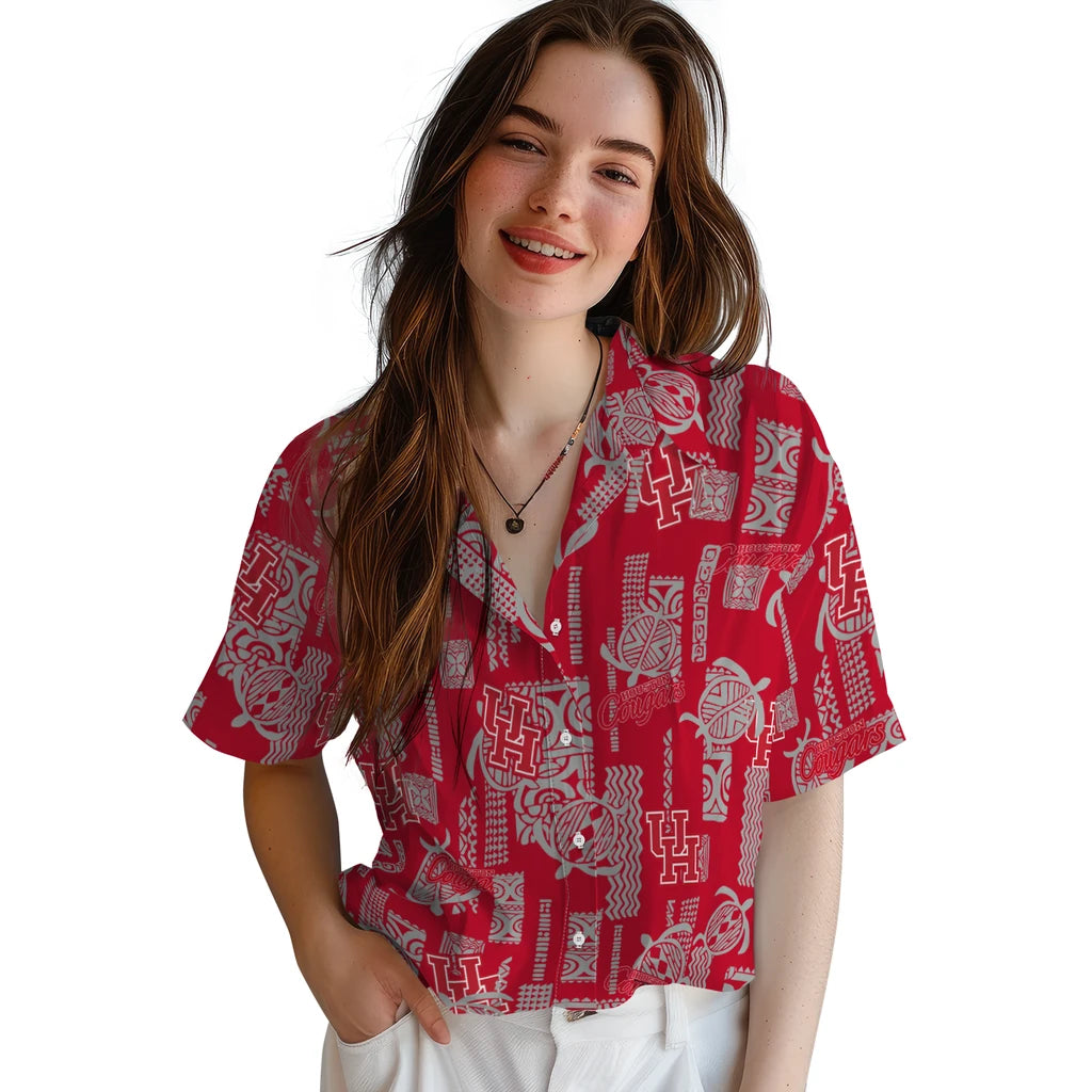 Houston Cougars Hawaiian Shirt - Turtle Lines | Hula Hawaiian Shirts