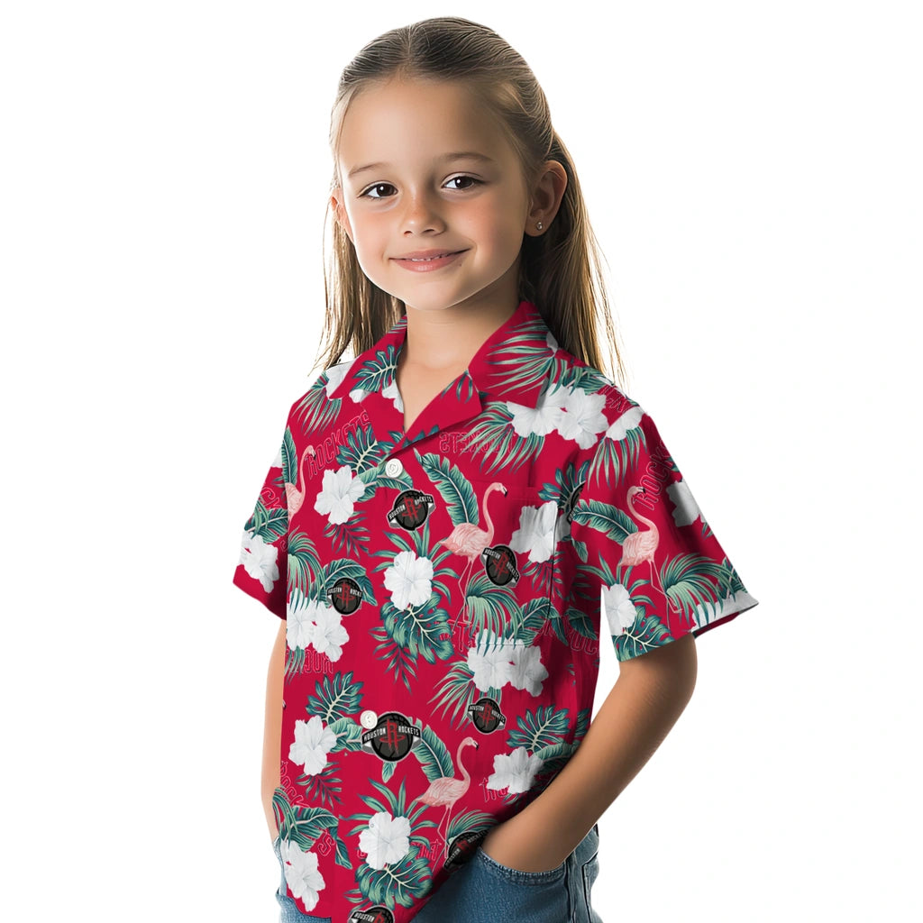 Houston Rockets Hawaiian Shirt - Flamingo and Hibiscus | Hula Hawaiian Shirts
