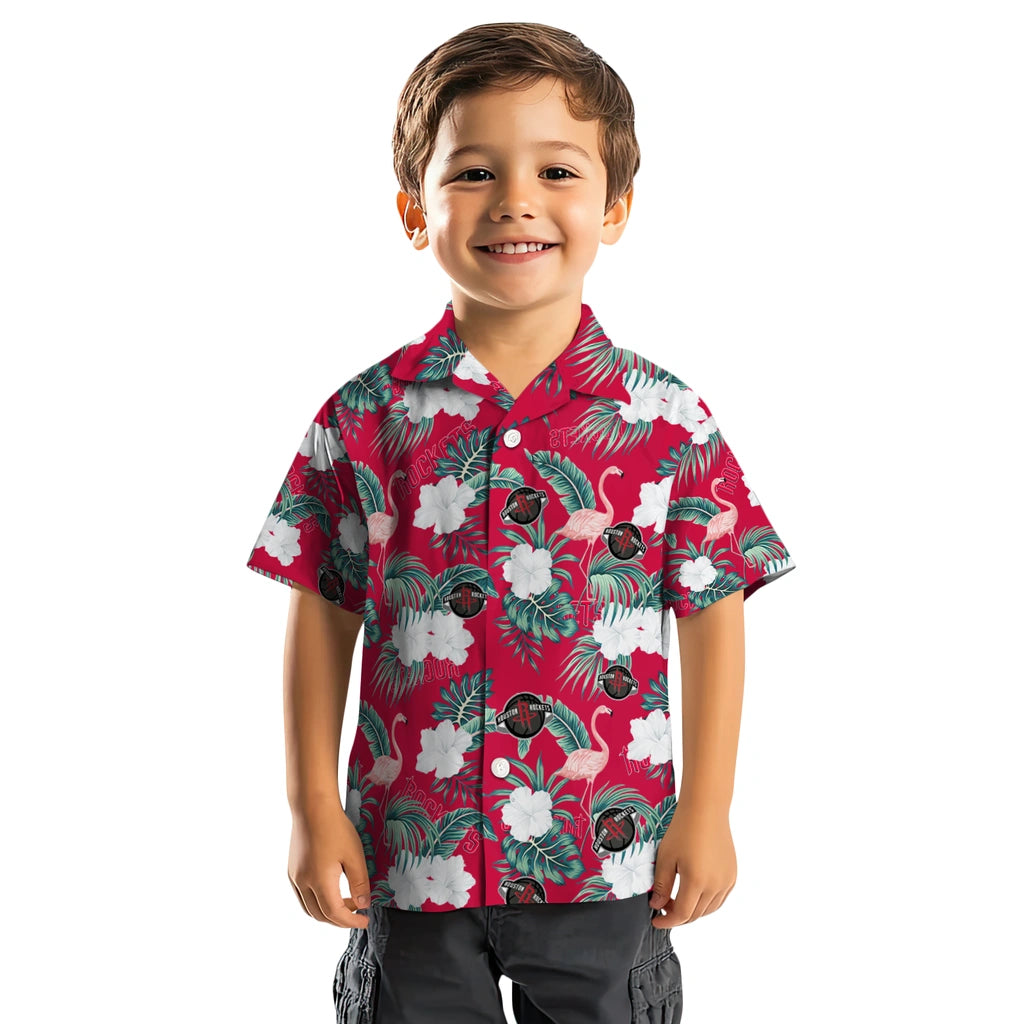 Houston Rockets Hawaiian Shirt - Flamingo and Hibiscus | Hula Hawaiian Shirts