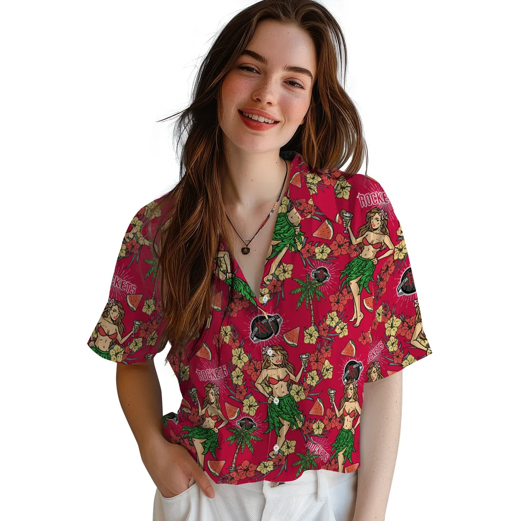 Houston Rockets Hawaiian Shirt - Hawaiian Girls Design | Hula Hawaiian Shirts