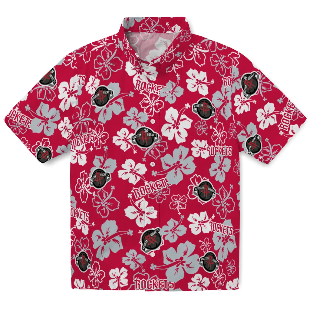 Houston Rockets Hawaiian Shirt - Hibiscus Flower Design | Hula Hawaiian Shirts