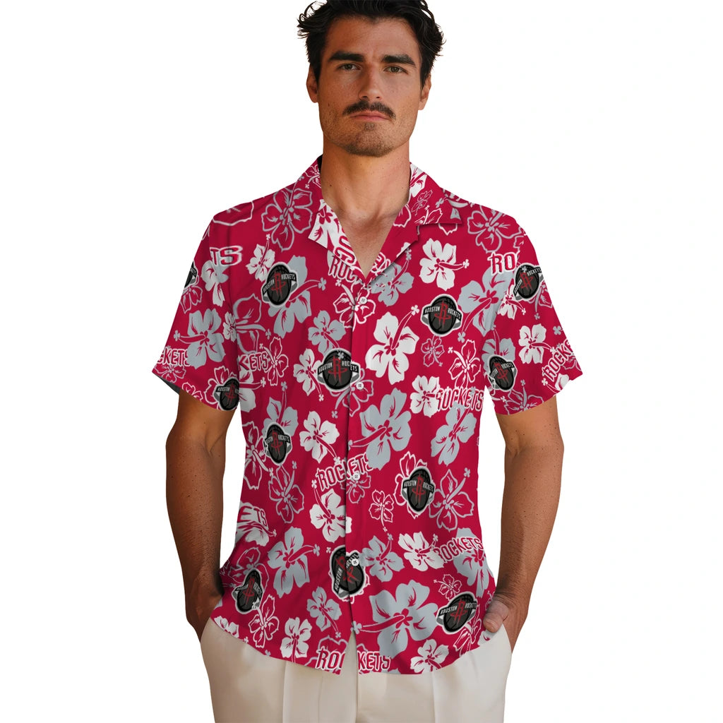 Houston Rockets Hawaiian Shirt - Hibiscus Flower Design | Hula Hawaiian Shirts
