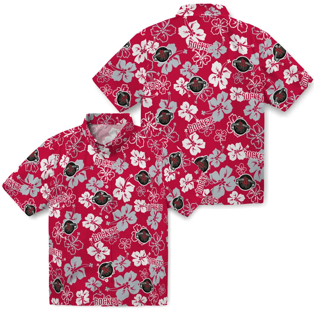 Houston Rockets Hawaiian Shirt - Hibiscus Flower Design | Hula Hawaiian Shirts