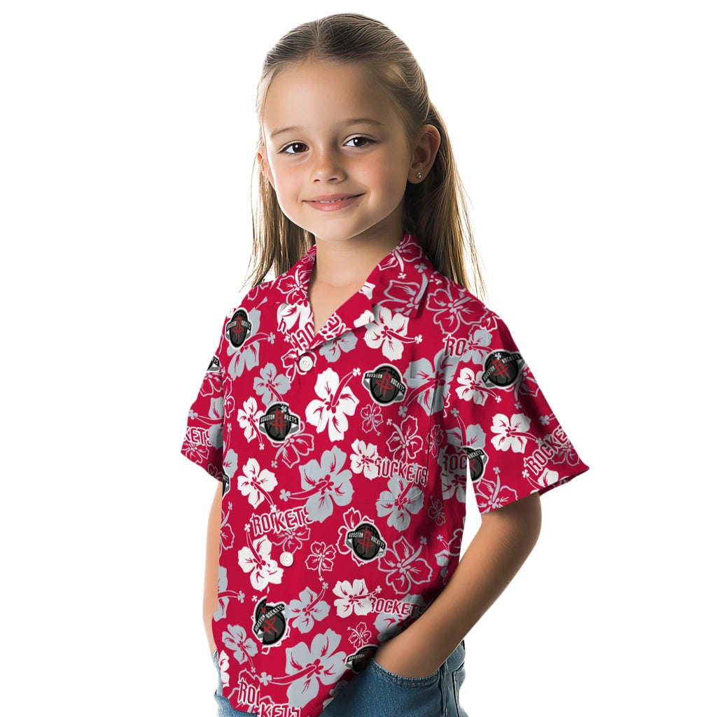 Houston Rockets Hawaiian Shirt - Hibiscus Flower Design | Hula Hawaiian Shirts