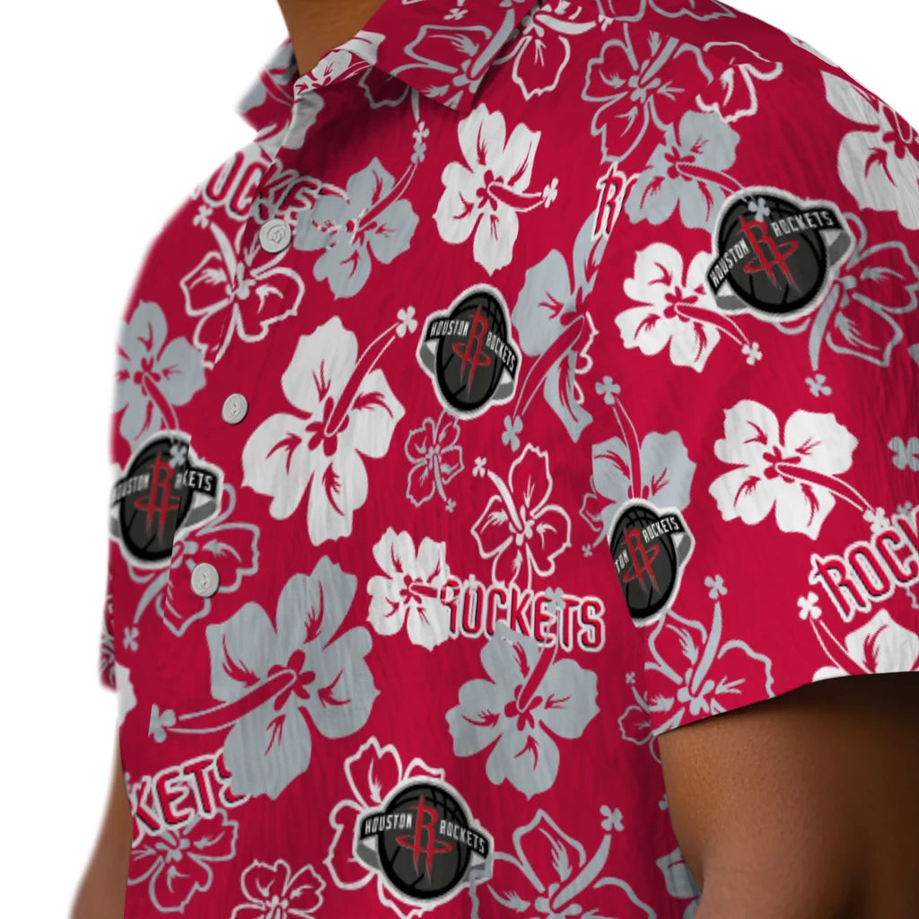 Houston Rockets Hawaiian Shirt - Hibiscus Flower Design | Hula Hawaiian Shirts