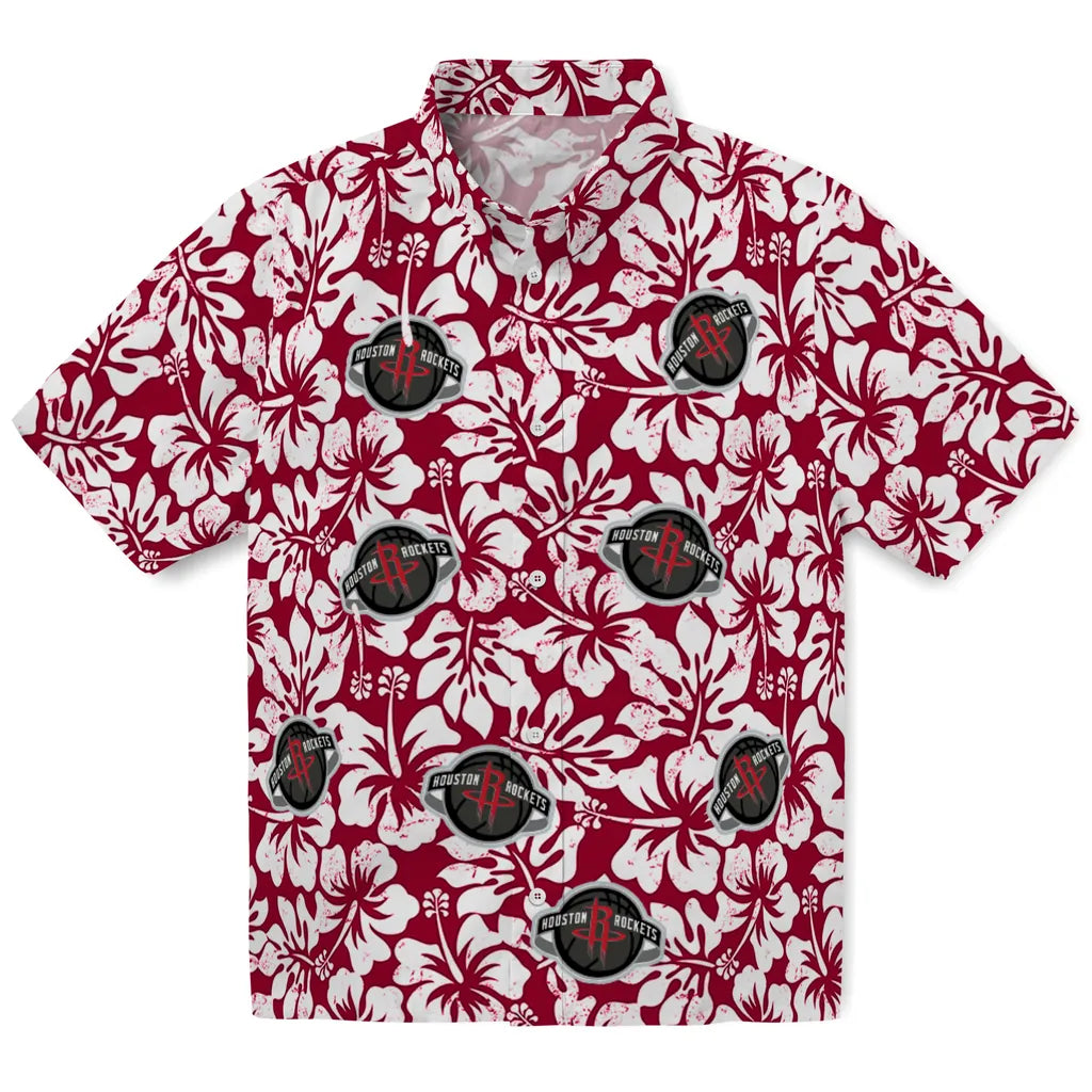 Houston Rockets Hawaiian Shirt - Hibiscus Motif | Hula Hawaiian Shirts