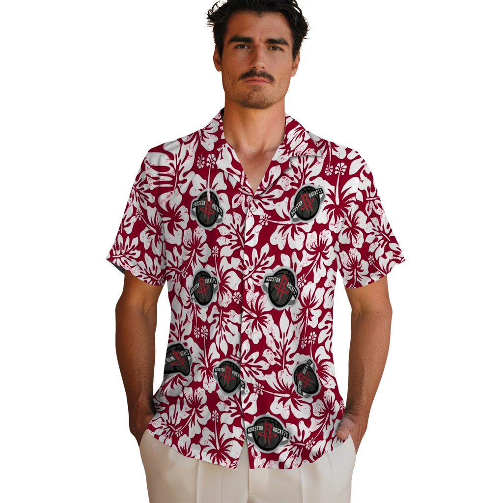 Houston Rockets Hawaiian Shirt - Hibiscus Motif | Hula Hawaiian Shirts
