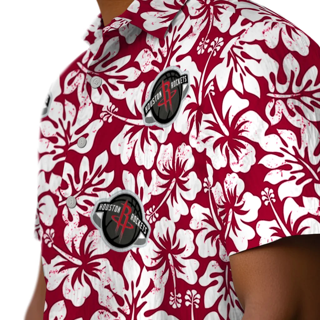 Houston Rockets Hawaiian Shirt - Hibiscus Motif | Hula Hawaiian Shirts