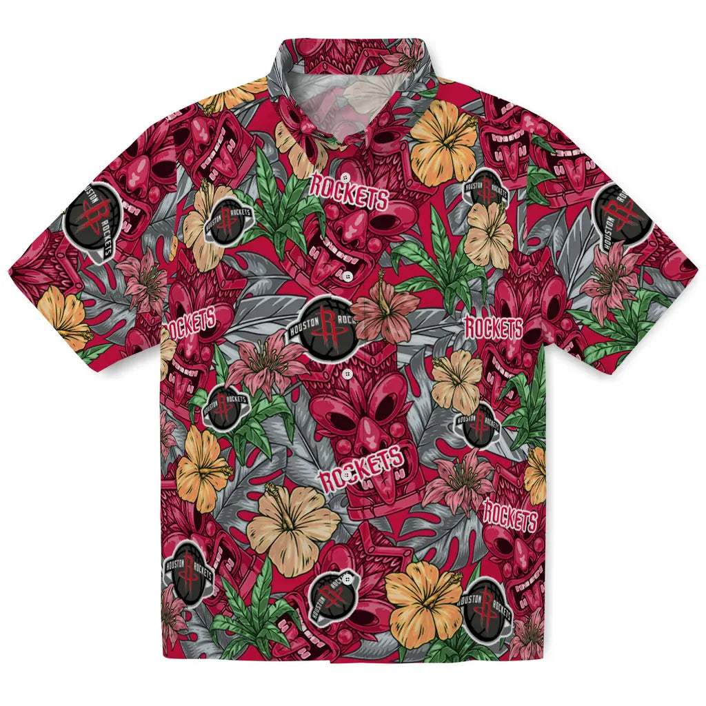 Houston Rockets Hawaiian Shirt - Hibiscus Tiki Jungle | Hula Hawaiian Shirts