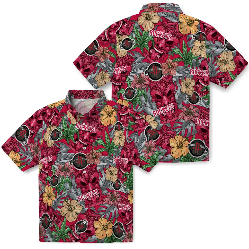 Houston Rockets Hawaiian Shirt - Hibiscus Tiki Jungle | Hula Hawaiian Shirts