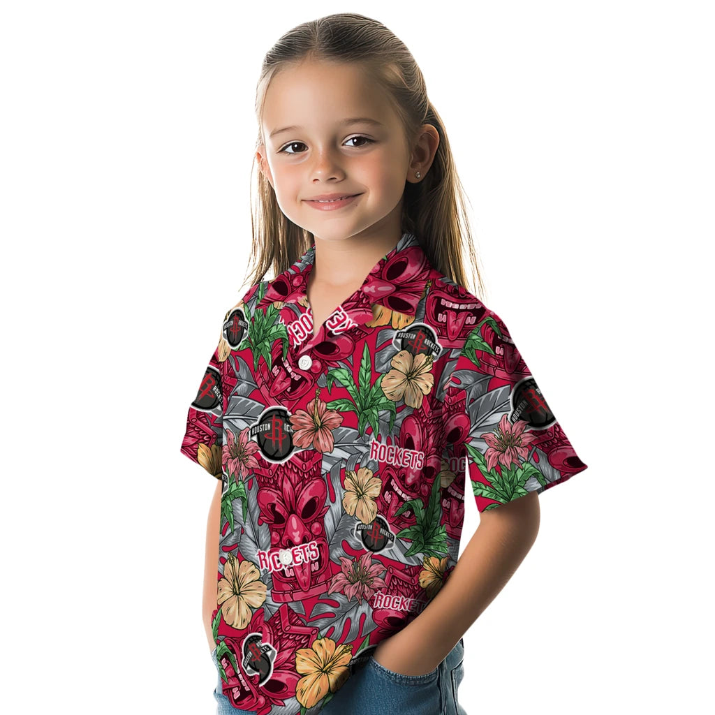 Houston Rockets Hawaiian Shirt - Hibiscus Tiki Jungle | Hula Hawaiian Shirts