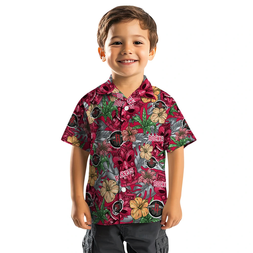 Houston Rockets Hawaiian Shirt - Hibiscus Tiki Jungle | Hula Hawaiian Shirts