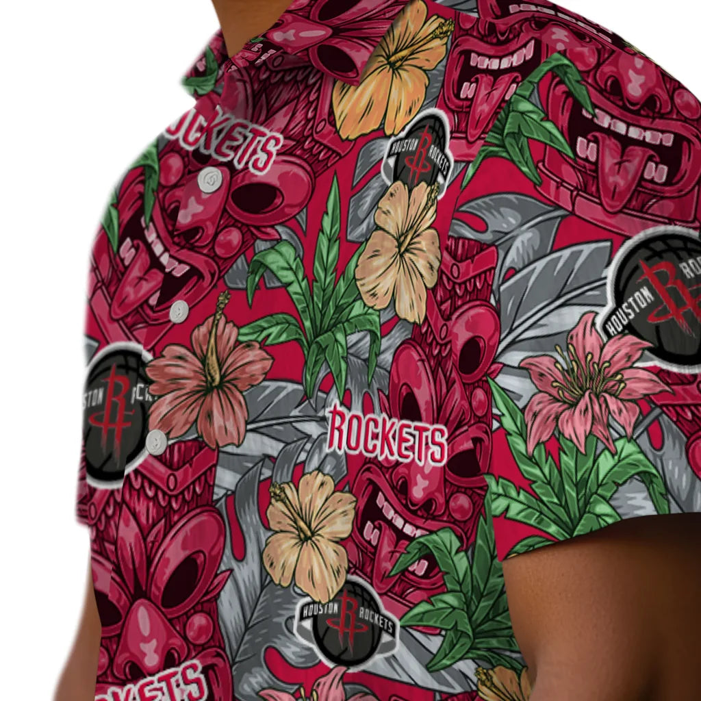 Houston Rockets Hawaiian Shirt - Hibiscus Tiki Jungle | Hula Hawaiian Shirts