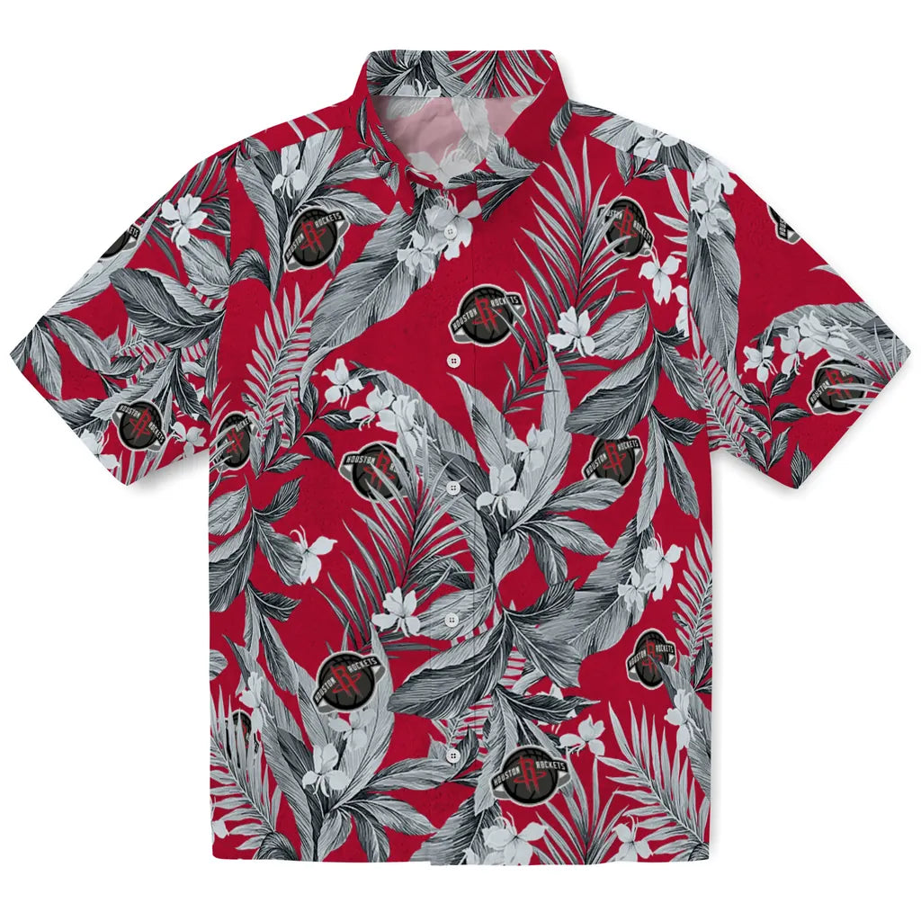 Houston Rockets Hawaiian Shirt - Palm Leaves | Hula Hawaiian Shirts