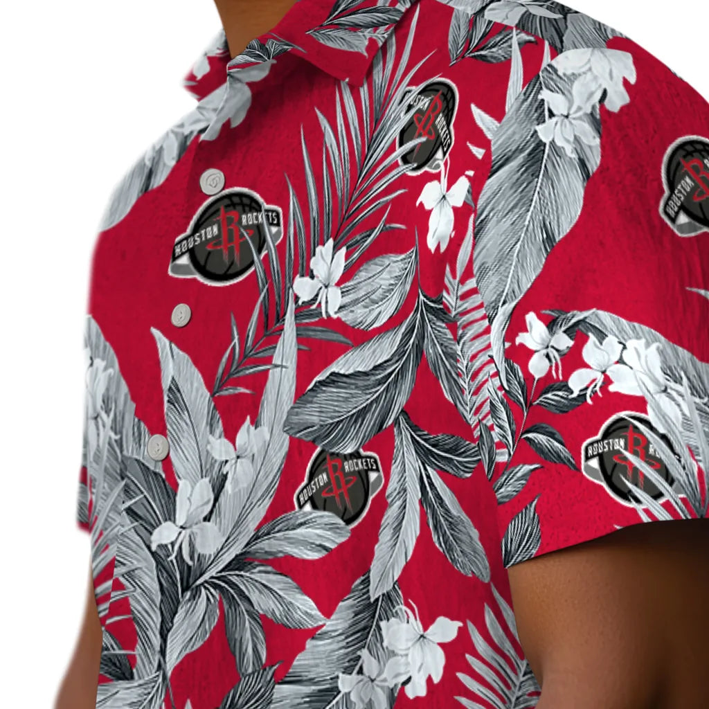 Houston Rockets Hawaiian Shirt - Palm Leaves | Hula Hawaiian Shirts