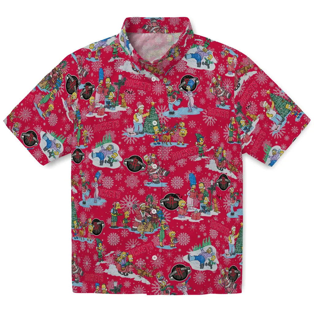 Houston Rockets Hawaiian Shirt - Simpsons Christmas | Hula Hawaiian Shirts