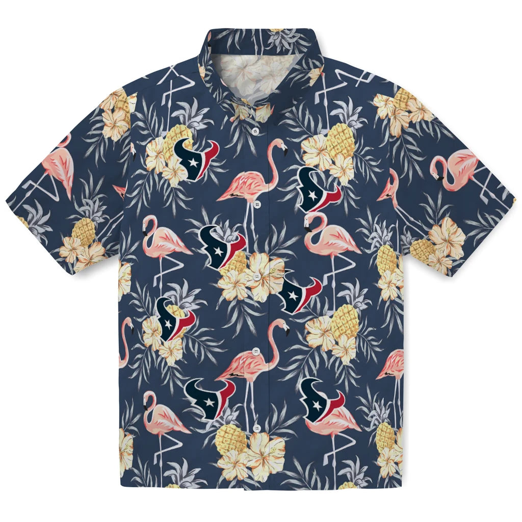 Houston Texans Hawaiian Shirt - Flamingo Hibiscus | Hula Hawaiian Shirts
