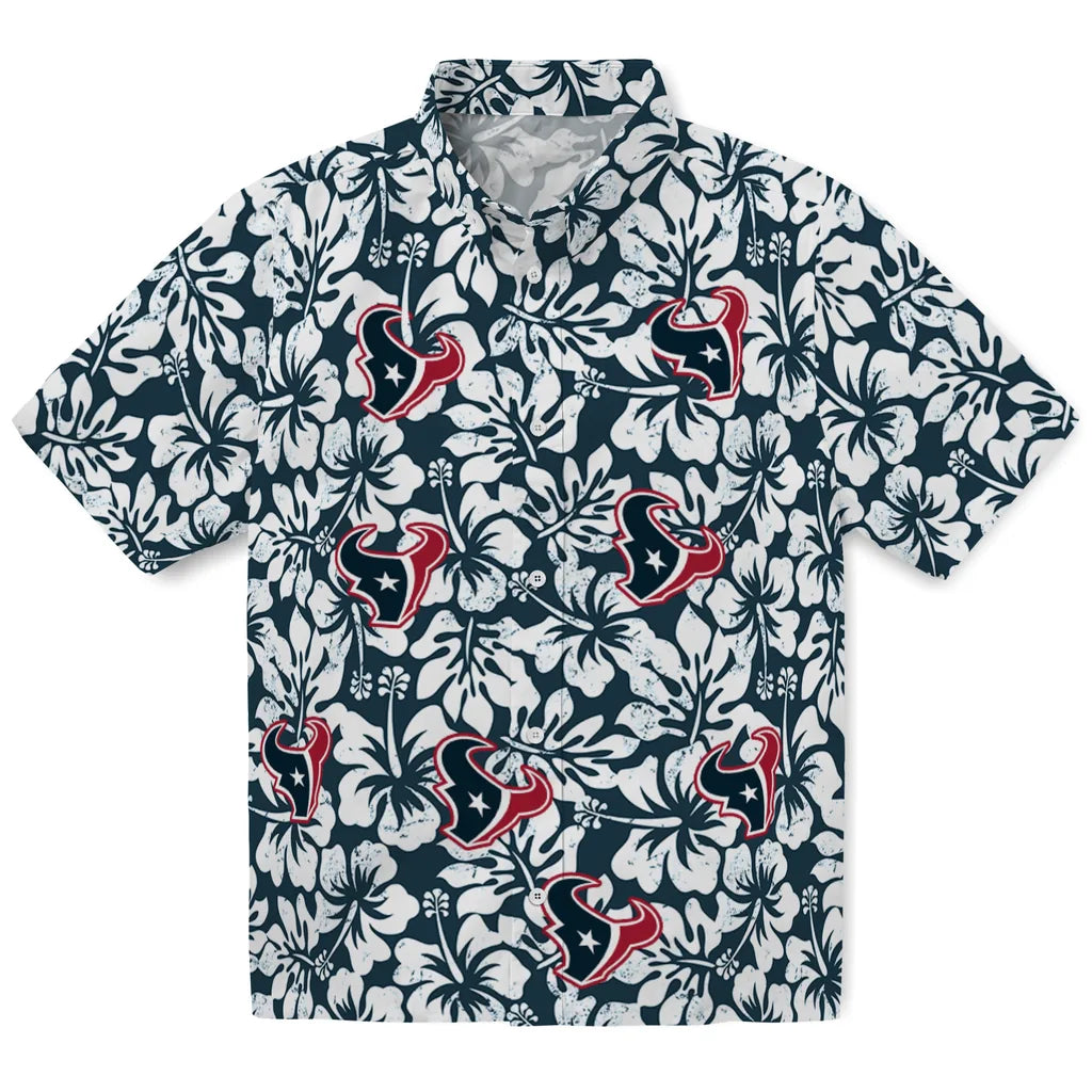 Houston Texans Hawaiian Shirt - Hibiscus Motif | Hula Hawaiian Shirts